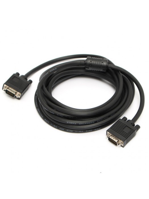 16.4FT/5M 15Pin VHD VGA SVGA Male to Male Cable Black Cord For PC TV Monitor