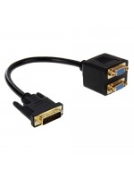DVI 24+5 Pin Male to 2 VGA Female Splitter Cable (Black)