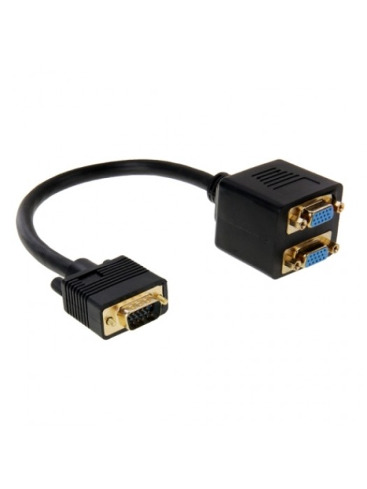 VGA Male to 2 VGA Female Splitter Cable (Black)