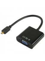 Full HD 1080P Micro HDMI Male to VGA Female Video Adapter Cable with Audio Cable (Black)