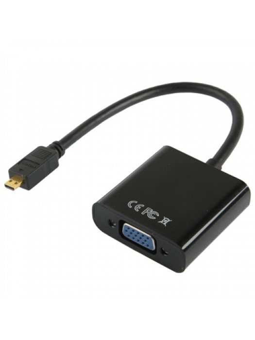 Full HD 1080P Micro HDMI Male to VGA Female Video Adapter Cable with Audio Cable (Black)