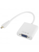 Full HD 1080P Micro HDMI Male to VGA Female Video Adapter Cable with Audio Cable (White)