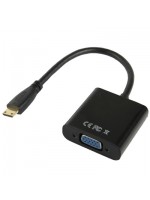 Full HD 1080P Mini HDMI Male to VGA Female Video Adapter Cable with Audio Cable(Black)