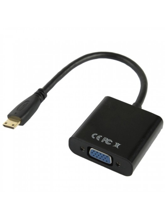Full HD 1080P Mini HDMI Male to VGA Female Video Adapter Cable with Audio Cable(Black)