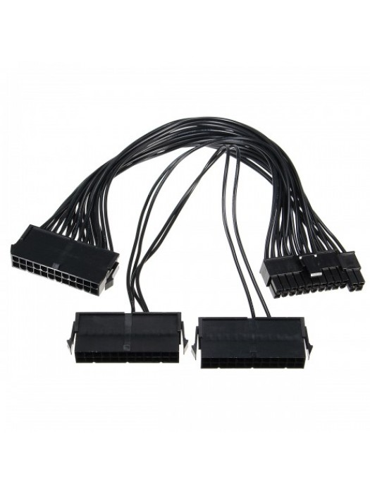 3 Ports Triple Power Supply PSU 24Pin 20+4pin ATX Motherboard Adapter Cable 30cm