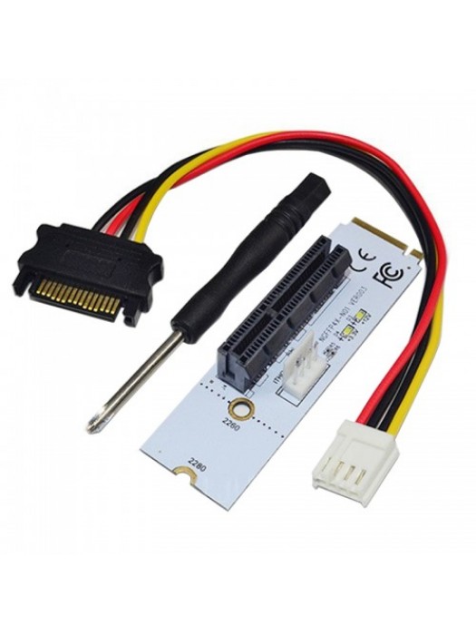 NGFF M.2 Key M to PCI-E 1X / 4X / 8X / 16X Graphics Card Mining Slot Adapter Riser Converter Card with LED