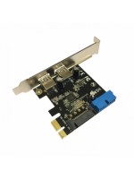2-Port USB 3.0 + 1 SATA 3.0 Power Port SuperSpeed PCI-E Controller Card Black