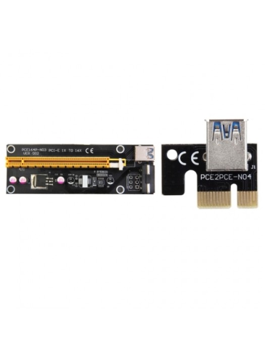PCI-E Express 1X to 16X Riser Card Adapter + USB 3.0 Extender Cable + SATA Cable